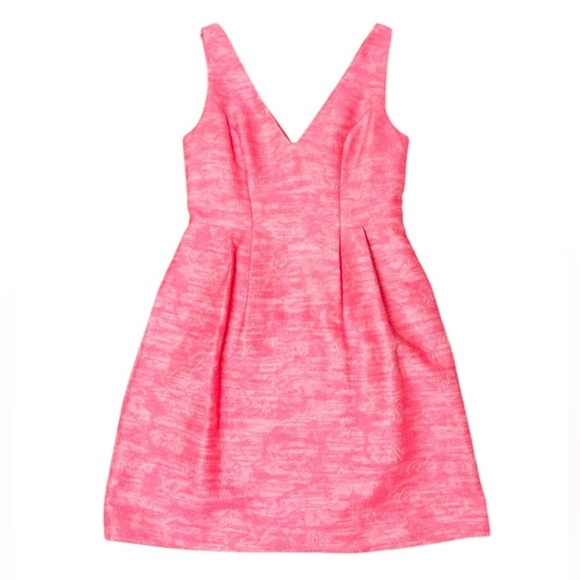 BETSEY JOHNSON Jacquard Structured Pink Mini A-Line Dress Size 6 - Picture 1 of 13
